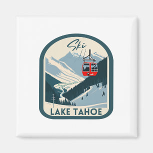 Aimant Ski Lake Tahoe Retro Style Vintage Lake Tahoe Ski