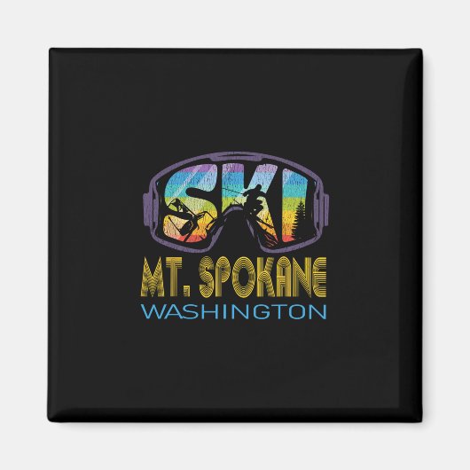 Aimant Ski Mt Spokane Washington Vacances de ski (Devant)