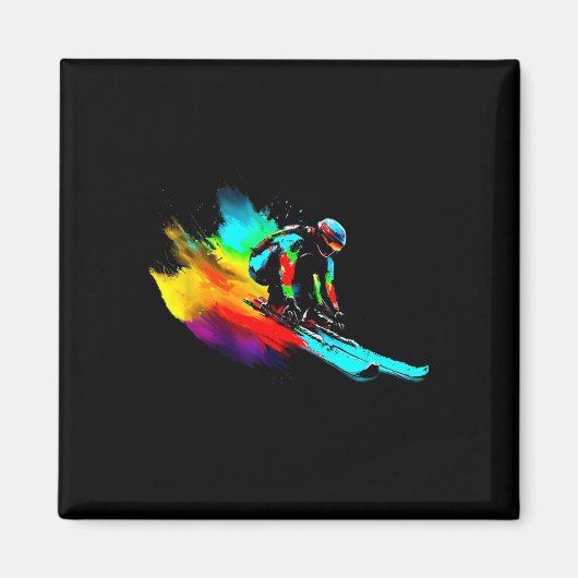 Aimant Ski Racing Arc-en-ciel (Devant)