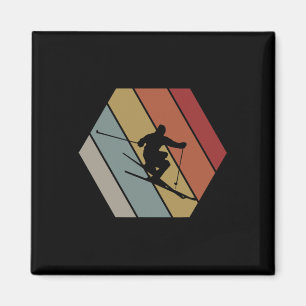 Aimant Ski Retro Cadeau Hiver Vintage Pour Skieur