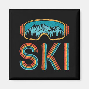 Aimant Ski rétro vintage années 80 90 snowboard skieurs