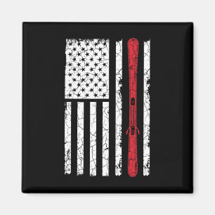 Aimant Ski Ski Skiier drapeau américain Skiing Usa Cadeau