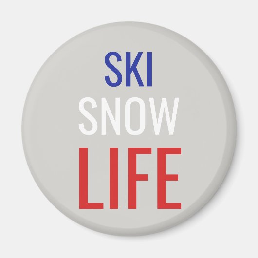 Aimant Ski, snow, life (Devant)