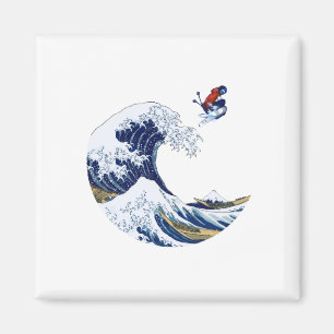 Aimant Ski sur la grande vague de Kanagawa Japonais