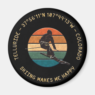 Aimant Ski Telluride, Colorado - Homme Skier, Texte Jaune