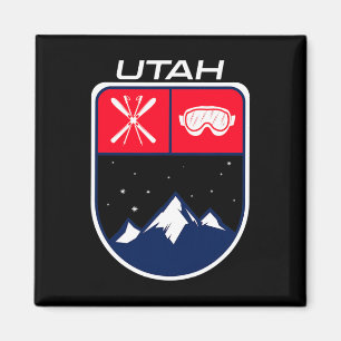 Aimant Ski Utah Mountain Ski Trail Skier Goggle Pole J