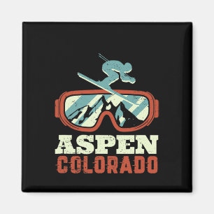 Aimant Ski vintage Retro Snowboard Aspen Colorado M
