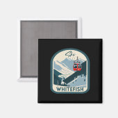 Aimant Ski Whitefish Rétro Style Vintage Whitefish Ski (Recto/Verso)