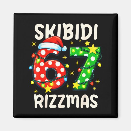 Aimant Skibidi 67 Rizzmas Funny Six Seven Meme Christmas  (Devant)