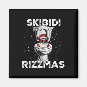 Aimant Skibidi Rizzmas Drôle Toilette Père Noël Eléphant