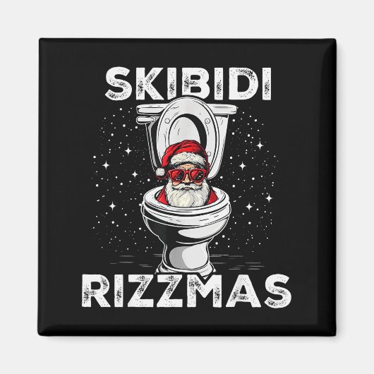 Aimant Skibidi Rizzmas Funny Toilet Santa White Elephant  (Devant)
