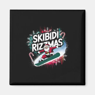 Aimant Skibidi Rizzmas Snowboard Père Noël Noël drôle