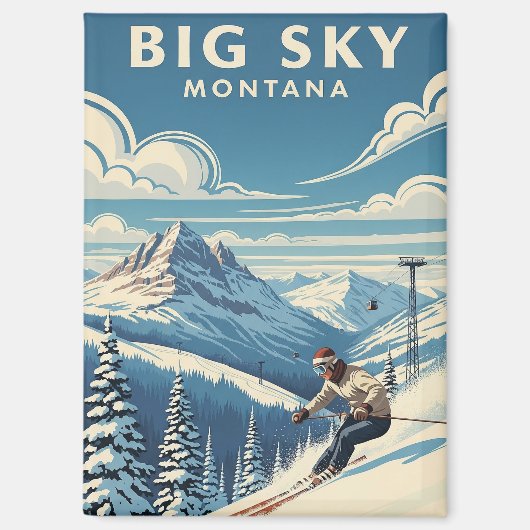 Aimant Skier dans Big Sky Montana Travel (Recto)