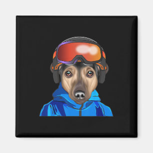 Aimant Skier Manchester Terrier Snowboard Chien