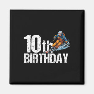 Aimant Skieur 10e anniversaire Ski garçon fille 10e anniv