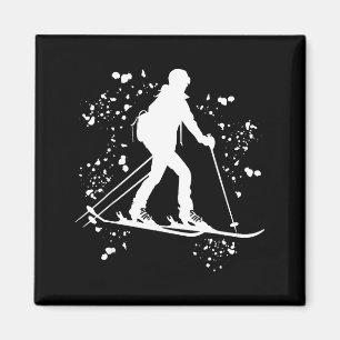 Aimant skieur alpin sports d'hiver ski tourisme skie alpi