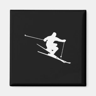 Aimant Skieur minimaliste Ski Freestyle Apres Ski Hiver
