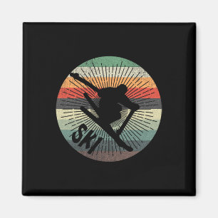 Aimant Skieur Vintage Ski Ski Alpin Montagnes Sports d'Hi