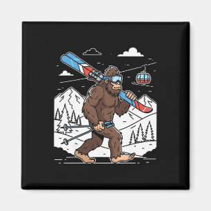 Aimant Skiing Bigfoot Drôle Sasquatch Skieur Montagne enn