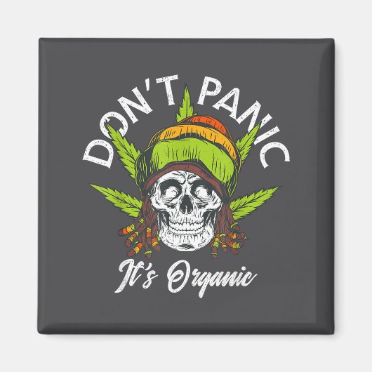 Aimant Skull Jamaica Rasta Funny Don´t Panic It´s Organic (Devant)