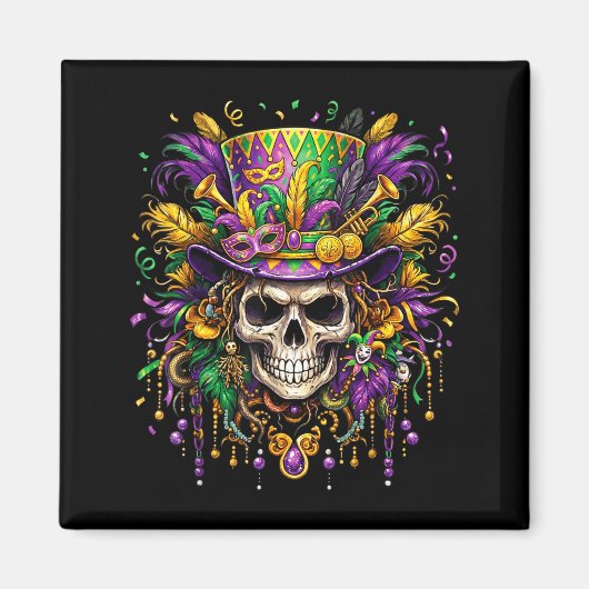 Aimant Skull Mardi Gras Men Women Kids Carnival New Orlea (Devant)