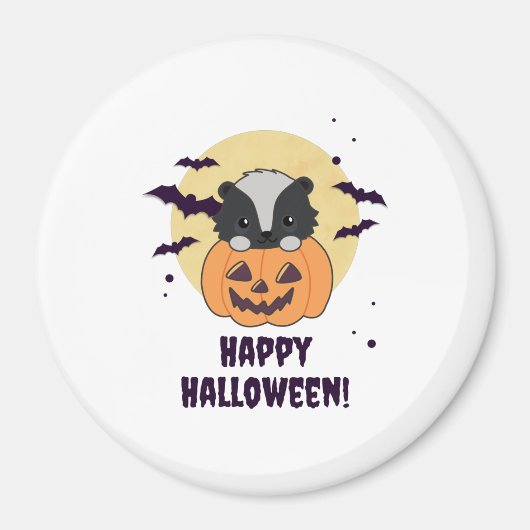 Aimant Skunk Pumpkin Cute Skunks Happy Halloween (Devant)
