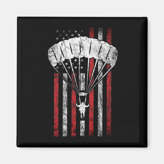 Aimant Skydiver Silhouette - Skydiver American Flag - Sk (Devant)