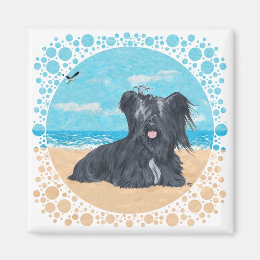 Aimant Skye Terrier à la plage (Devant)