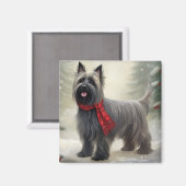 Aimant Skye Terrier Dog à Noël de neige (Recto/Verso)