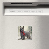 Aimant Skye Terrier Dog à Noël de neige (In Situ (Lave-vaisselle))