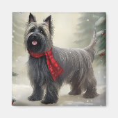 Aimant Skye Terrier Dog à Noël de neige (Devant)