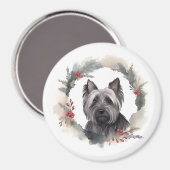 Aimant Skye Terrier Fête de Noël Wreath Pup (Recto/Verso)