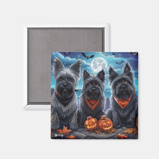 Aimant Skye Terrier Halloween Éffrayant (Recto/Verso)