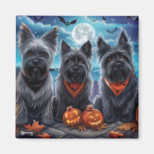 Aimant Skye Terrier Halloween Éffrayant (Devant)
