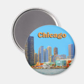 Aimant Skyline Chicago Sur Navy Pier (Recto/Verso)