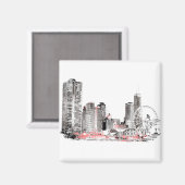 Aimant Skyline de Chicago moderne (Recto/Verso)