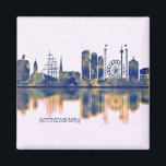 Aimant Skyline de Göteborg<br><div class="desc">Skyline bleu foncé de Göteborg,  une grande ville de Suède,  située au large de la rivière Göta älv sur la côte ouest du pays</div>