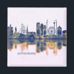 Aimant Skyline de Göteborg<br><div class="desc">Skyline bleu foncé de Göteborg,  une grande ville de Suède,  située au large de la rivière Göta älv sur la côte ouest du pays</div>