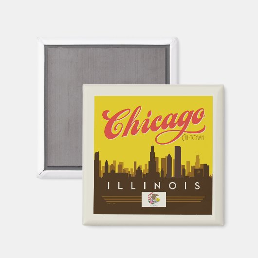 Aimant Skyline de l'Illinois (Recto/Verso)