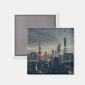 Aimant Skyline de nuit de Shanghai (Recto/Verso)