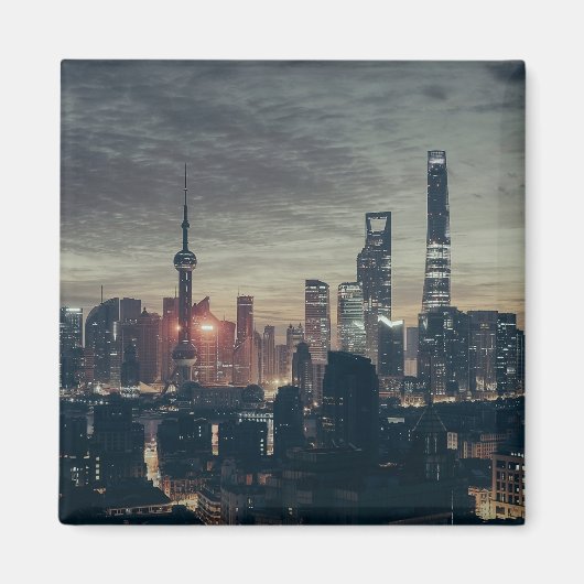 Aimant Skyline de nuit de Shanghai (Devant)