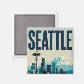 Aimant 🌲 Skyline de Seattle, Washington (Recto/Verso)