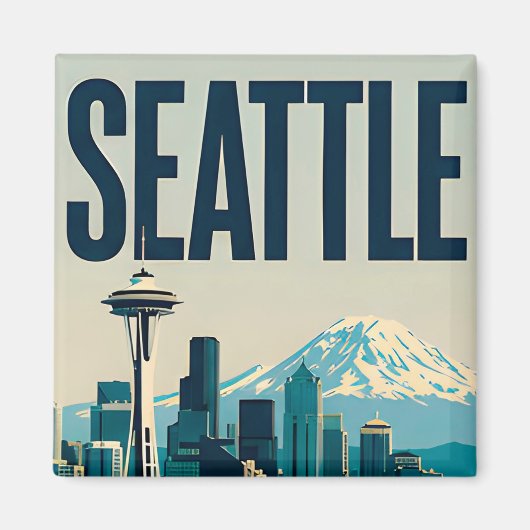 Aimant 🌲 Skyline de Seattle, Washington (Devant)