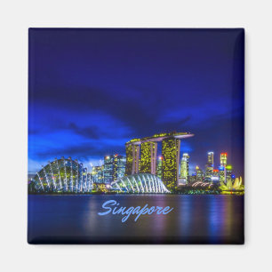 Aimant Skyline De Singapour La Nuit