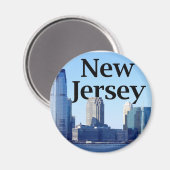 Aimant Skyline New Jersey avec New Jersey dans le ciel (Recto/Verso)