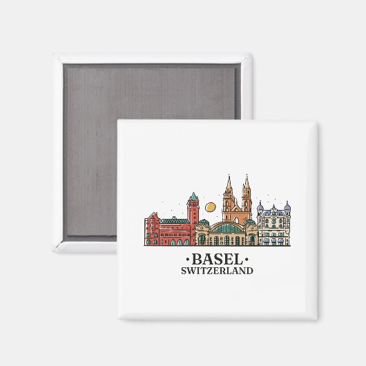 Aimant skylinebasel design (Recto/Verso)