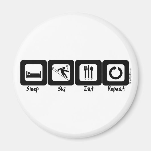 Aimant Sleep Ski Manger Répéter (Devant)