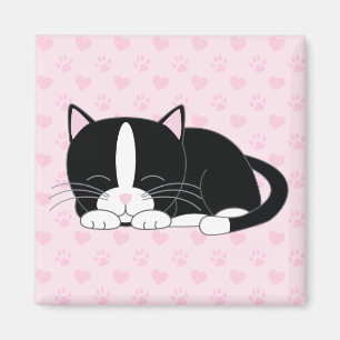 Aimant Sleepy Kitty {Tuxedo}
