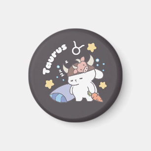 Aimant Sleepy Taurus Bunny Motif - Zodiac