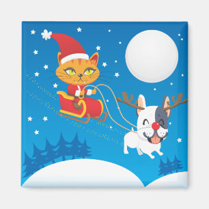 Aimant Sleigh Chat de Père Noël